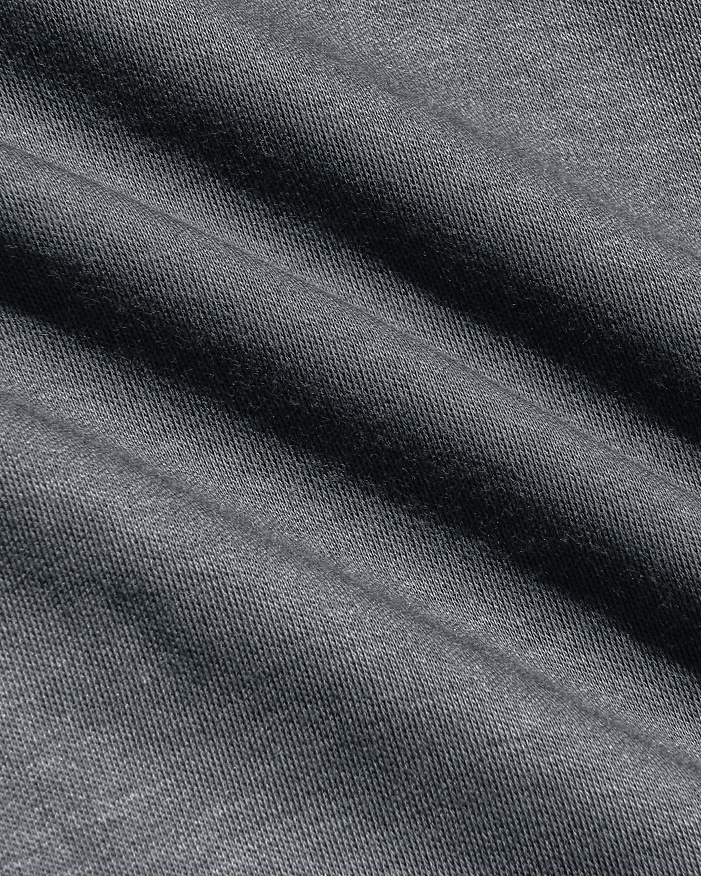 Carbon Premium Pima Long Sleeve Crew knit fabric close-up, showing texture.