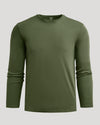 Grove Premium Pima Long Sleeve Crew, olive, front view.