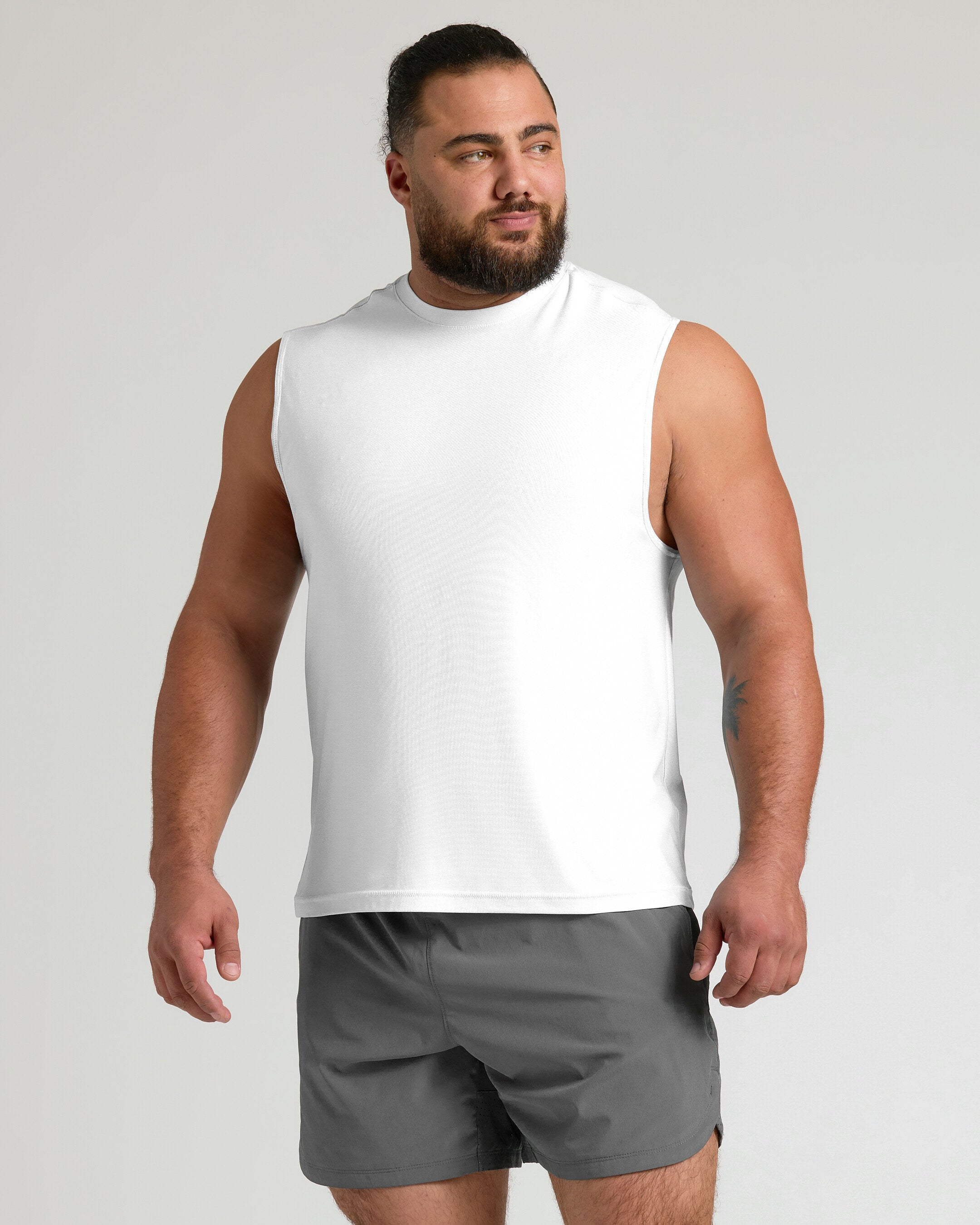 White Active Sleeveless Muscle Tee | White Active Sleeveless