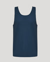 Navy Sleeveless Active Mesh Tank with scoop neckline and athletic cut.