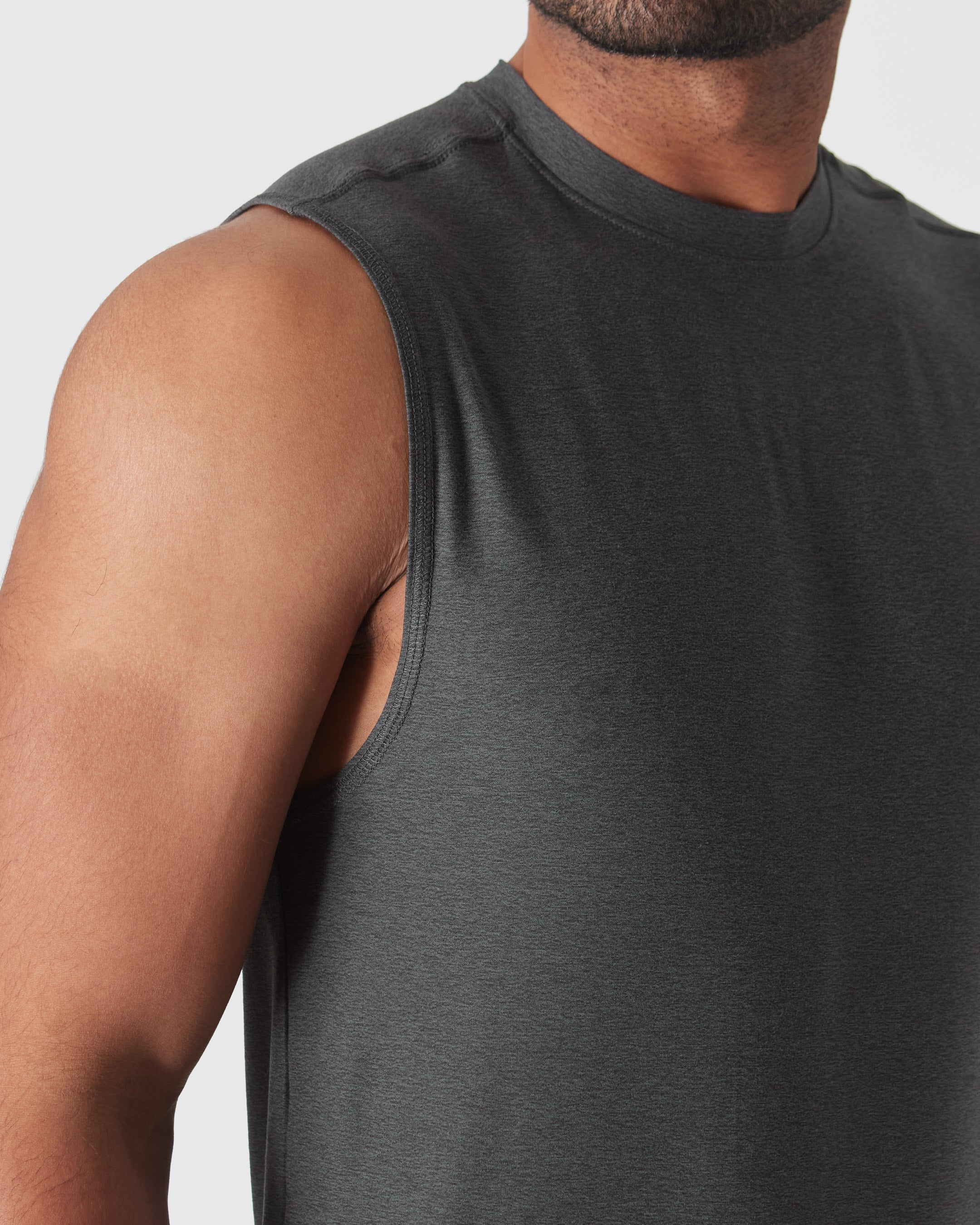 Charcoal Heather Gray Active Sleeveless Muscle Tee | Charcoal