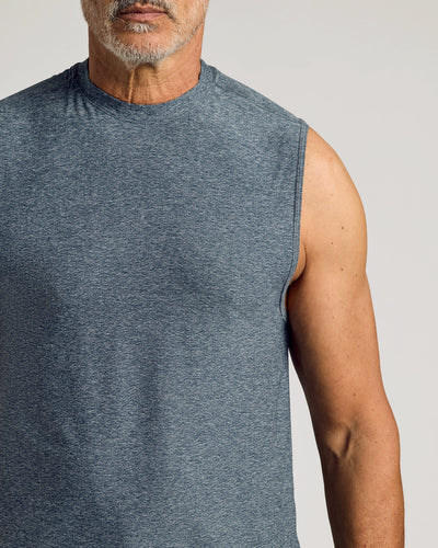 Tee-shirt muscle actif sans manches - Heather Navy