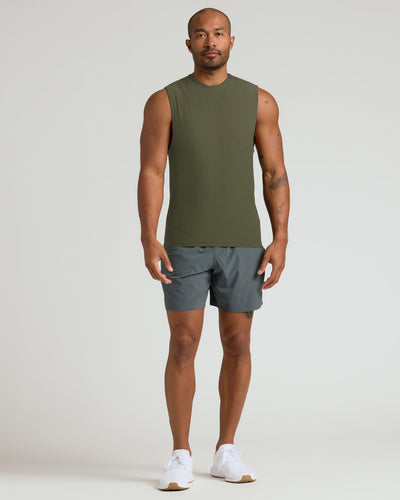Tee-shirt muscle actif sans manches - Military Green