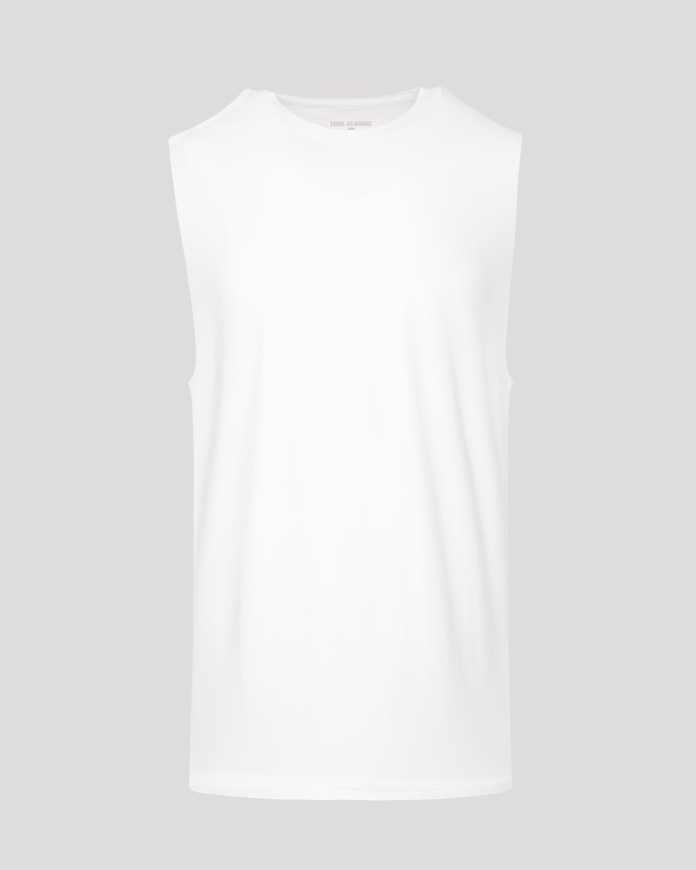White Sleeveless Active Muscle Tee displayed on a plain background.
