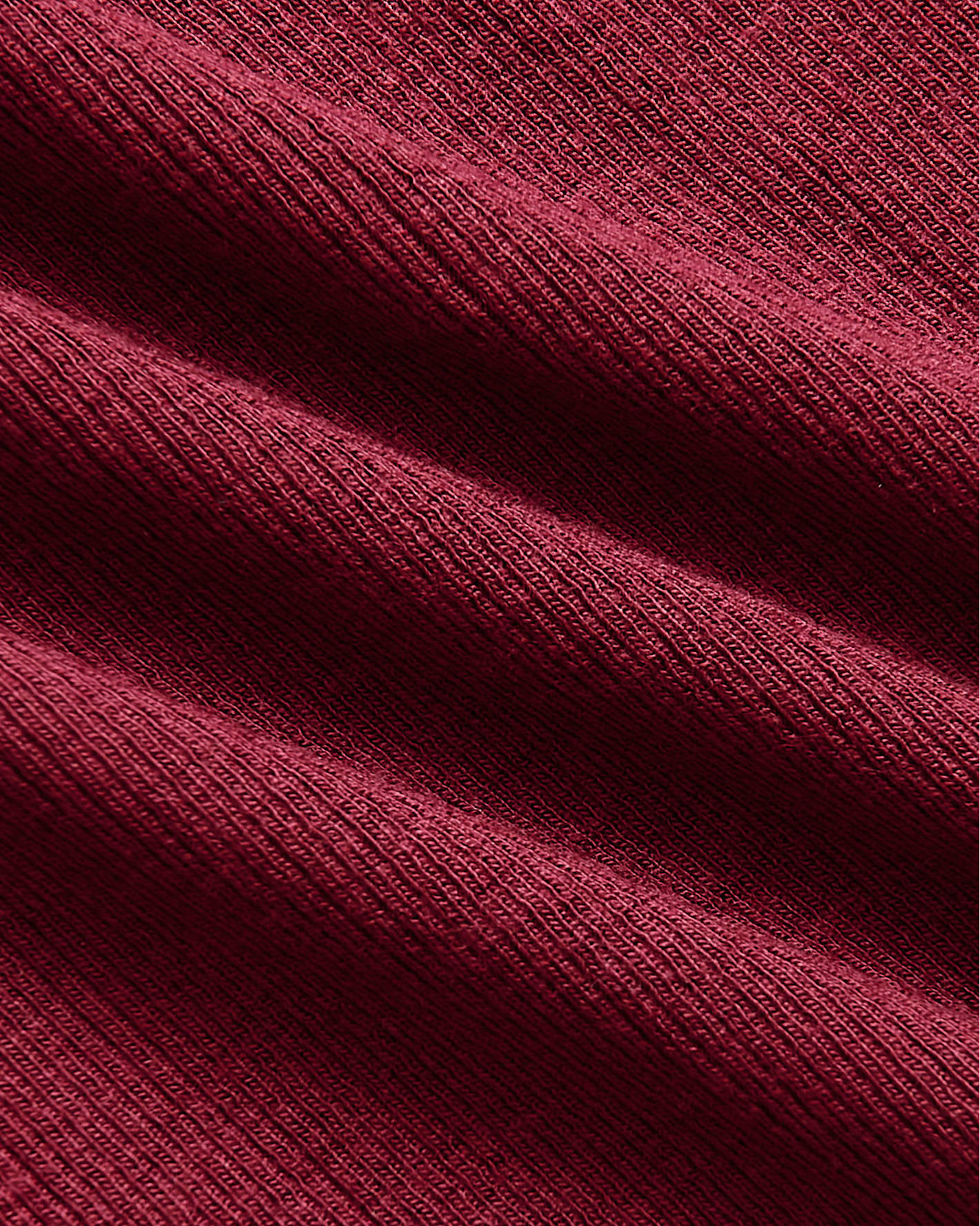 Womens Dark Maroon Ribbed High Neck Tank close-up showing fine knit texture.