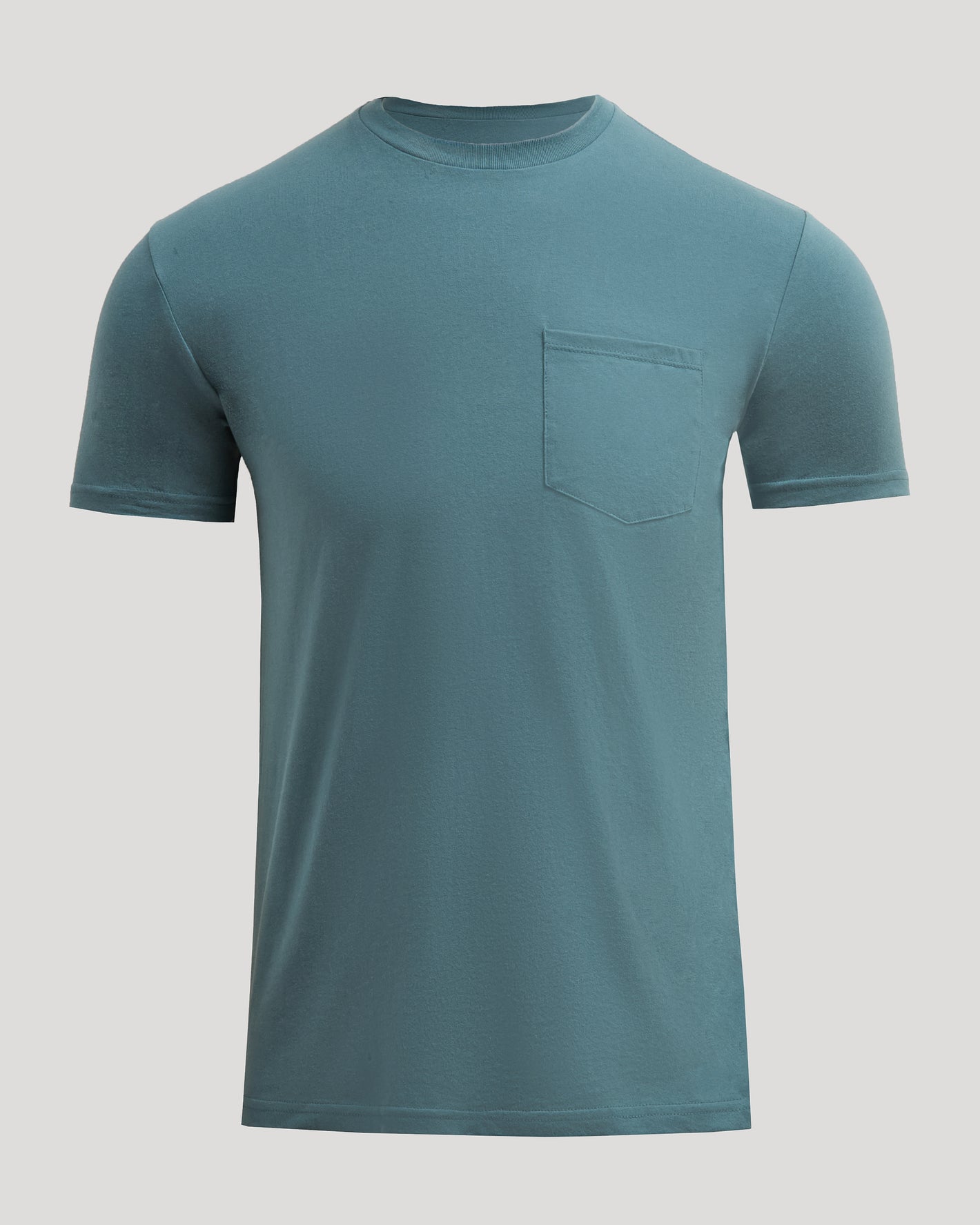 Ashblue Pocket Crew Tee with chest pocket, short sleeves, crew neck.