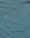 Ashblue Pocket Crew Tee with teal-blue knit fabric and patch pocket.