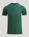 Balsam Pocket Crew Tee, forest-green, short-sleeved, with chest pocket.