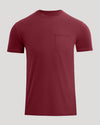 Claret Pocket Crew Tee with short sleeves and chest pocket.