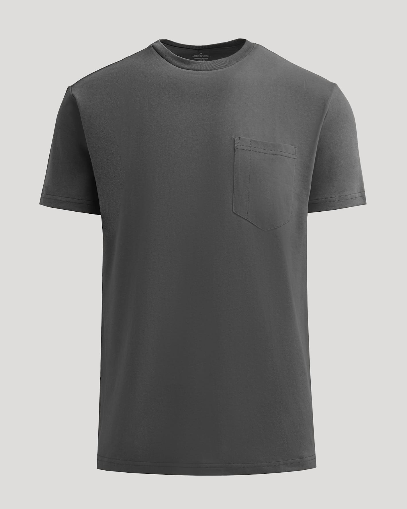 Carbon Heavyweight Pocket Crew T-shirt with patch pocket and durable stitching.