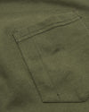 Military Green Heavyweight Pocket Crew featuring reinforced chest pocket stitching.