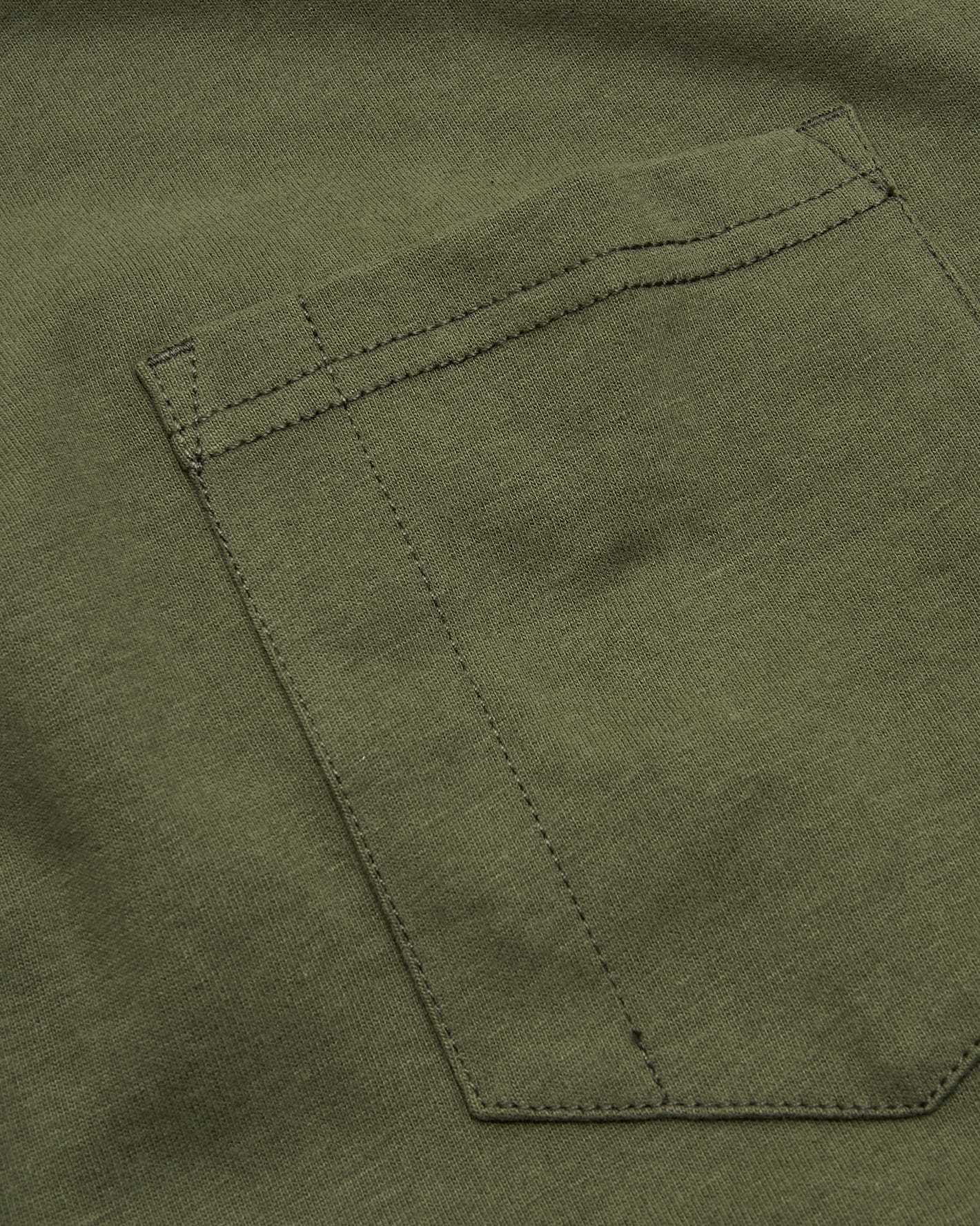 Military Green Heavyweight Pocket Crew featuring reinforced chest pocket stitching.