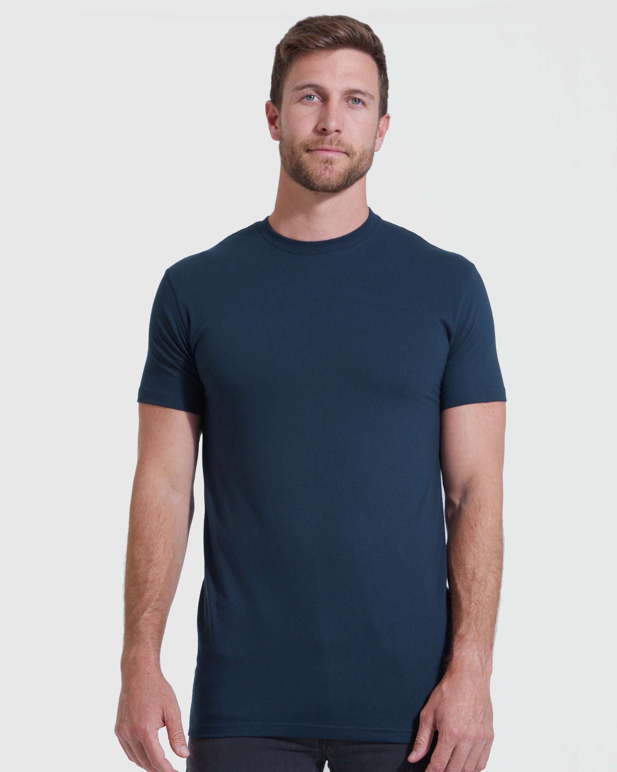 Navy Tall Round Hem Crew Neck T-Shirt