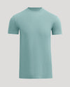 A light blue-green crewneck short-sleeve t-shirt displayed on a neutral light gray background.