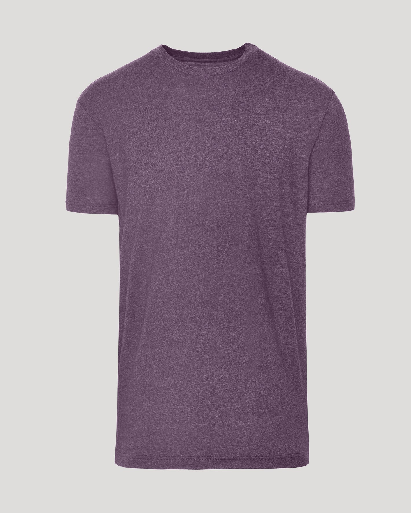 Dark Heather Plum Tall Straight Hem Crew Neck T-Shirt, heathered purple.