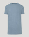 Heather Indigo Tall Straight Hem Crew Neck T-Shirt, laid flat, short-sleeve design.
