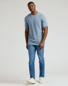 True ClassicMan wearing Heather Indigo Tall Straight Hem Crew Neck T-Shirt.