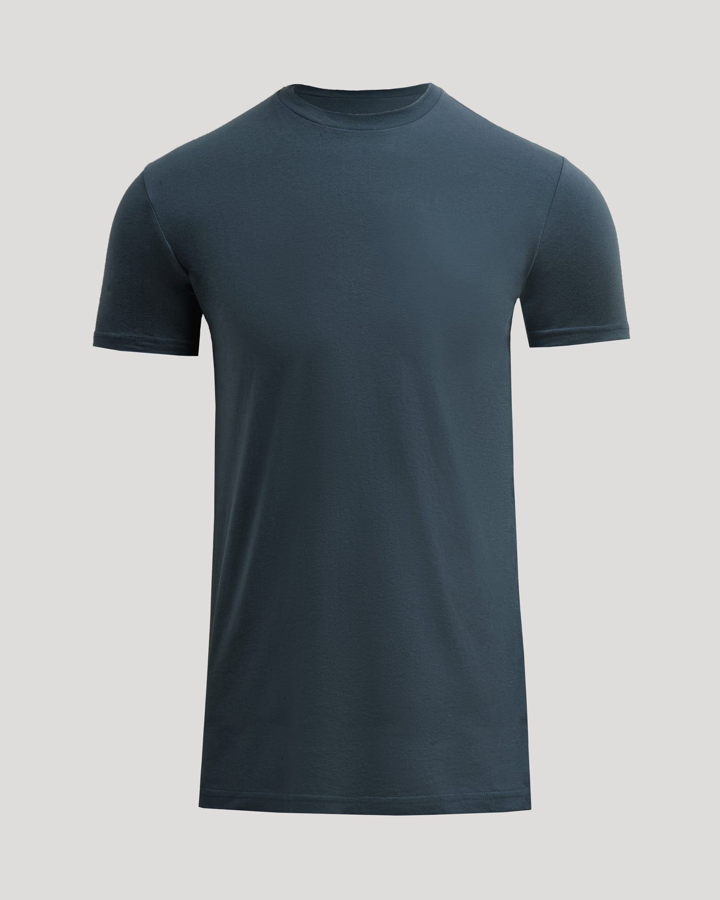 Plain dark gray t-shirt on a light gray background