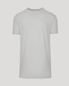 Steel Tall Straight Hem Crew Neck T-Shirt laid flat, light-grey, short-sleeved.