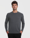 Tall Long Sleeve T-Shirt 6-Pack modeled in charcoal-gray, long-sleeve style.