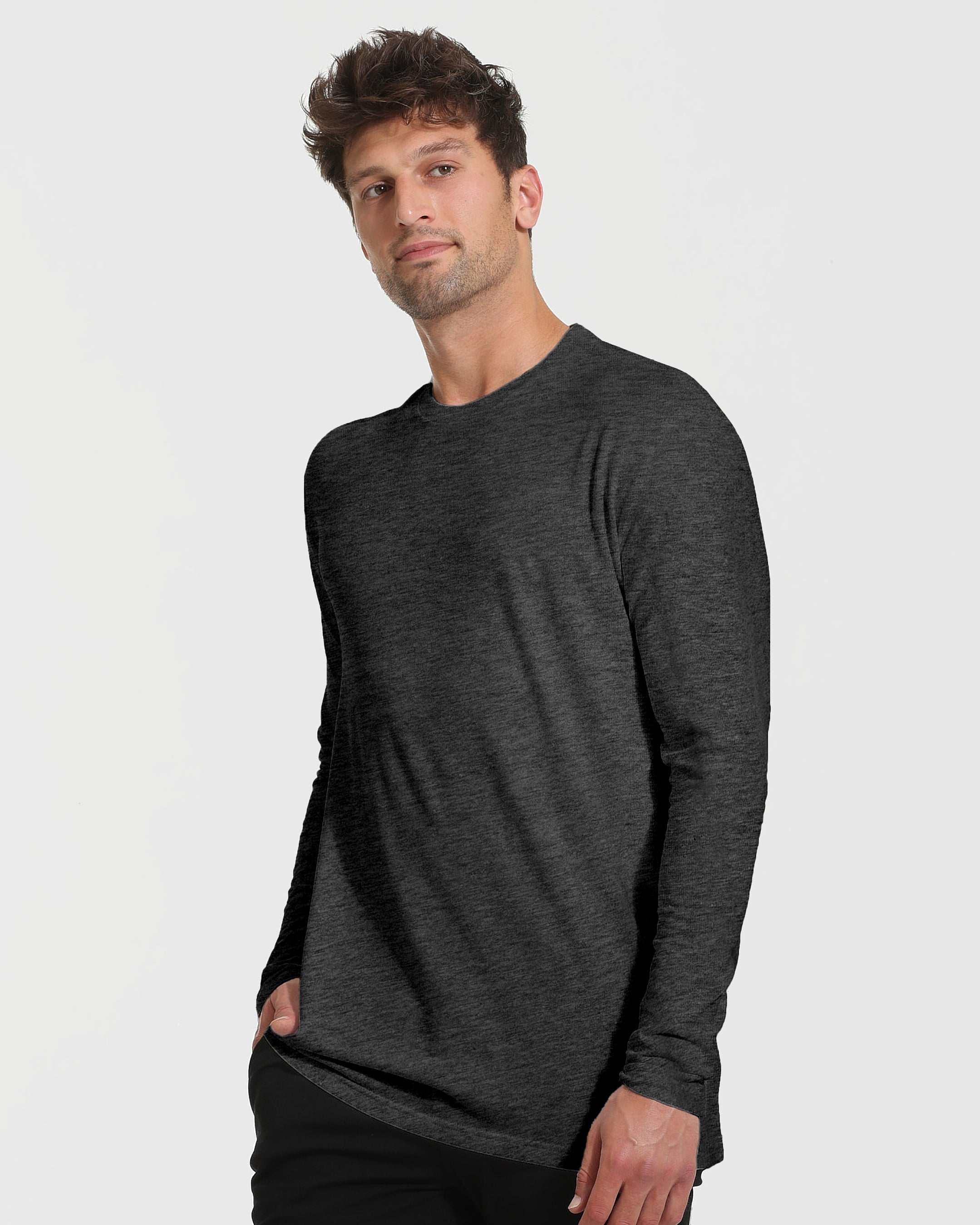 VERRI Size M Grey Heather Wool Long Sleeve T-shirt main image 0
