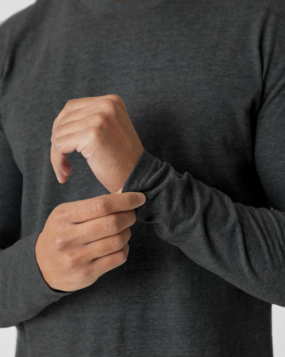 Tall Classic Long Sleeve Crew Neck - Charcoal Heather Gray