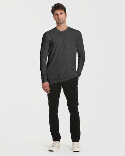 Tall Classic Long Sleeve Crew Neck - Charcoal Heather Gray