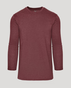 Dark Heather Clovewood Tall Long Sleeve T-Shirt, heathered burgundy, flat layout.