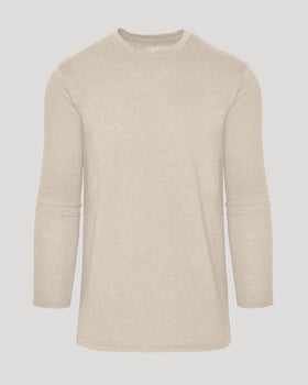 Heather Truffle Tall Long Sleeve T Shirt, light‐beige, soft fabric.
