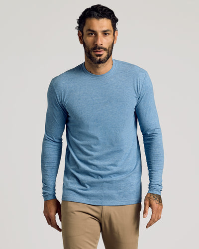 Tall Classic Long Sleeve Crew Neck - Heather Indigo