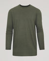 Heather Military Green Tall Long Sleeve T-Shirt, olive-green, crewneck, plain design.
