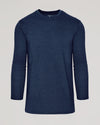 Heather Navy Tall Long Sleeve T-Shirt, slim fit, crew-neck, no graphics.