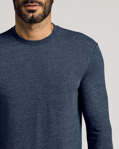 Tall Classic Long Sleeve Crew Neck - Heather Navy