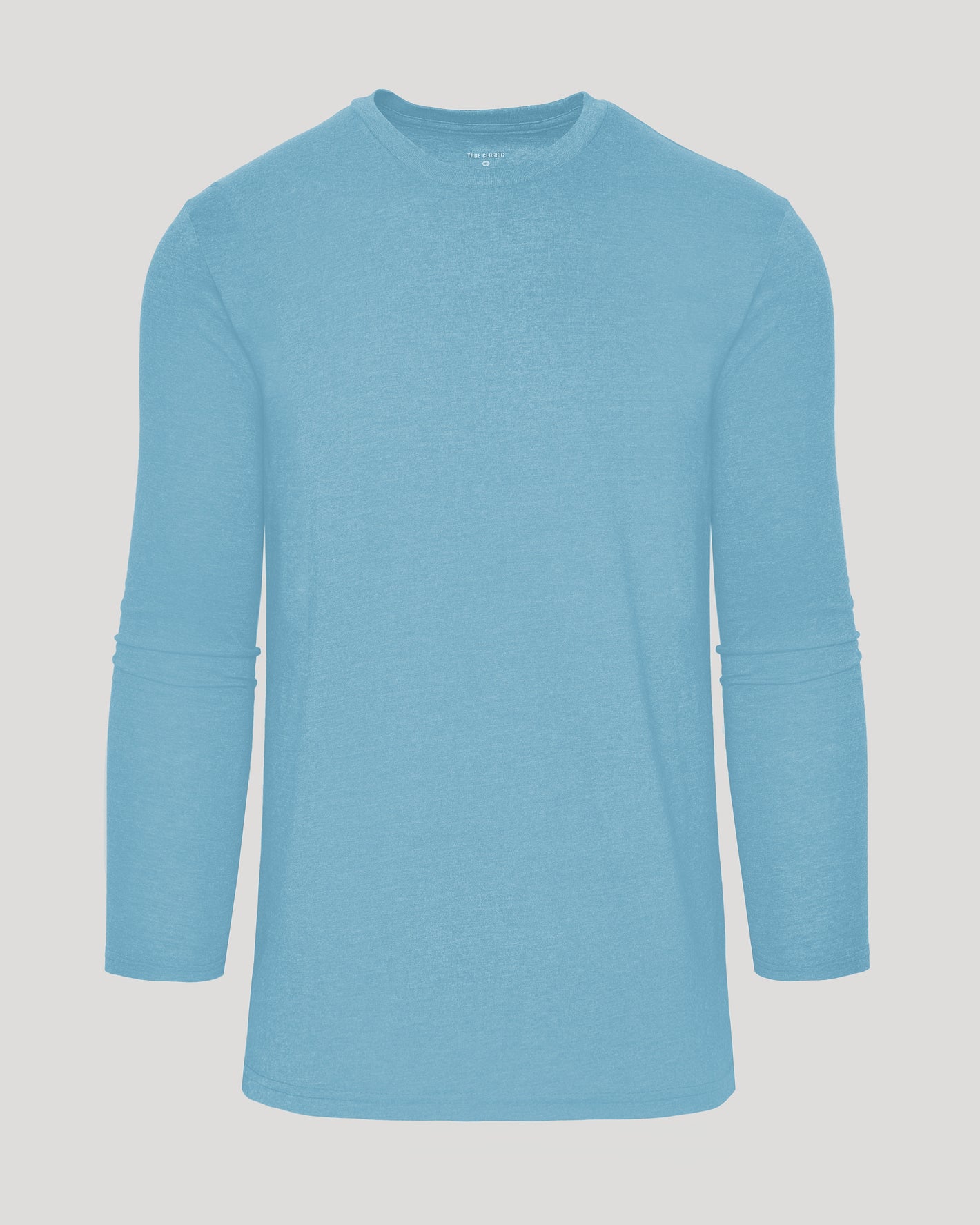 Heather Voyager Tall Long Sleeve T-Shirt, light-blue, crew-neck, long-sleeve display.