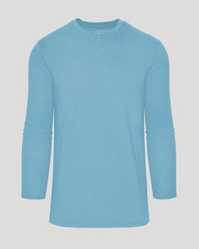 Heather Voyager Tall Long Sleeve T-Shirt, light-blue, crew-neck, long-sleeve display.