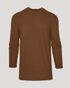Sepiawood Tall Long Sleeve T Shirt, front view, solid brown.