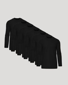 True ClassicAll Black Tall Long Sleeve Crew 6-Pack