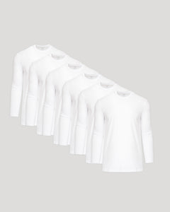 True ClassicAll White Tall Long Sleeve Crew 6-Pack
