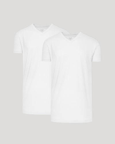White Short Sleeve Tall Classic V-Neck 2-Pack