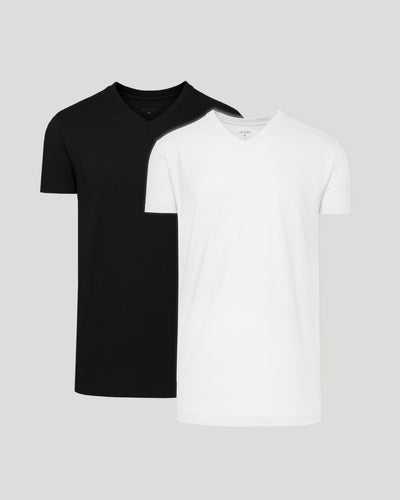 Black & White Short Sleeve Tall Classic V-Neck 2-Pack