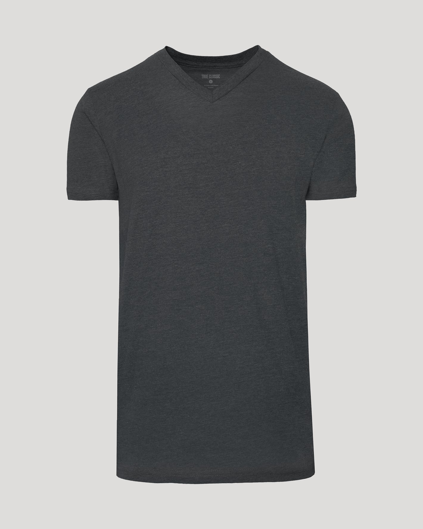 Charcoal Heather Gray Tall Short Sleeve Classic V-Neck laid flat.