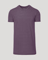 Dark Heather Plum Tall Classic V-Neck T-shirt, laid flat, showcasing tailored fit.
