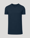 Navy Tall Short Sleeve V-Neck with ribbed trim, tailored for taller frames.