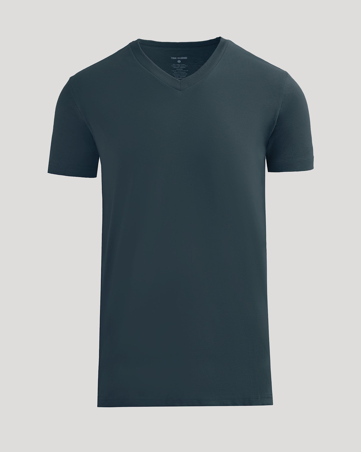 Dark gray t-shirt on a light gray background