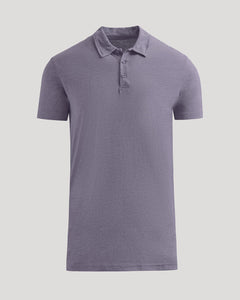 True ClassicDark Heather Amethyst Short Sleeve Tall Polo, showcasing fitted design and ultra-soft fabric.
