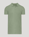 Dark Heather Bay Green Short Sleeve Tall Polo with classic collar and placket.