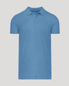 Dark Heather Blue Lake Short Sleeve Tall Polo, heathered medium-blue, classic design.