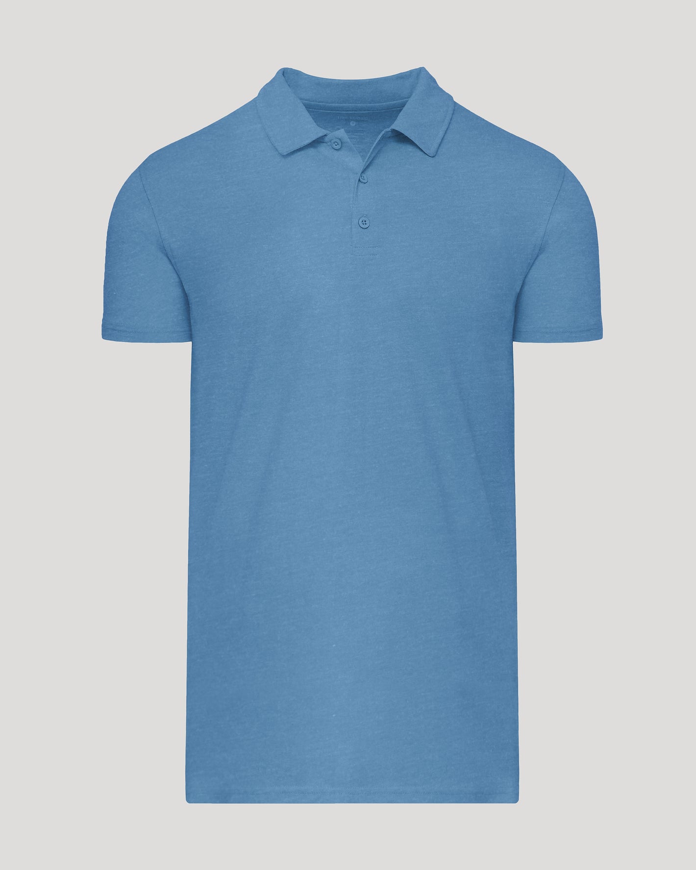 Dark Heather Blue Lake Short Sleeve Tall Polo, heathered medium-blue, classic design.
