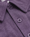 Dark Heather Plum Short Sleeve Tall Polo showcasing textured knit fabric and collar.