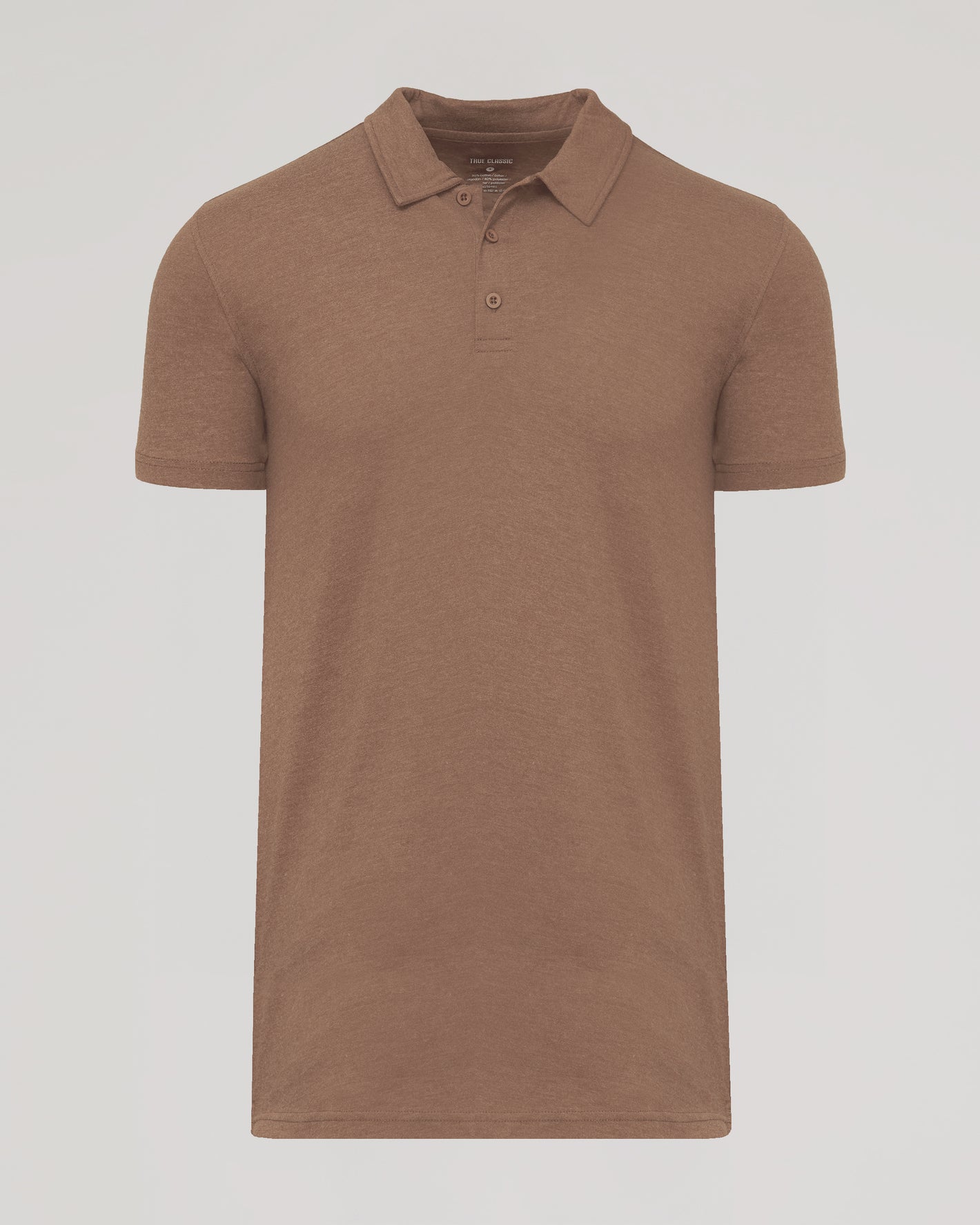 Dark Heather Sepia Short Sleeve Tall Polo with classic collar and placket.